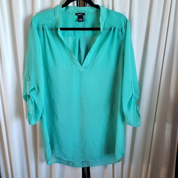 Rue21 Tops - Rue21 XL bright, light green sheer blouse/top